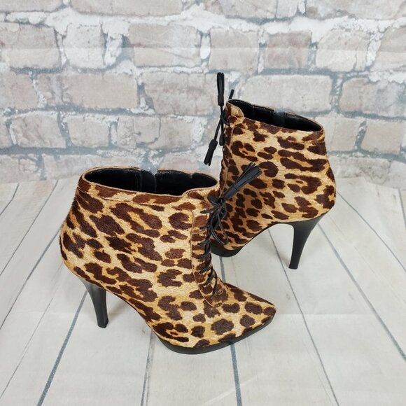 Steve Madden Sesto Leather Leopard Print Stiletto Ankle  Bootie 7 1/2 - Picture 13 of 15